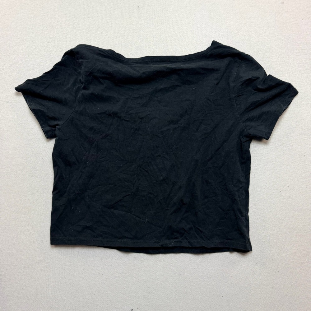 Social Collision Crop Top Women Small Black Excellent Grommet Safety Pin Tee